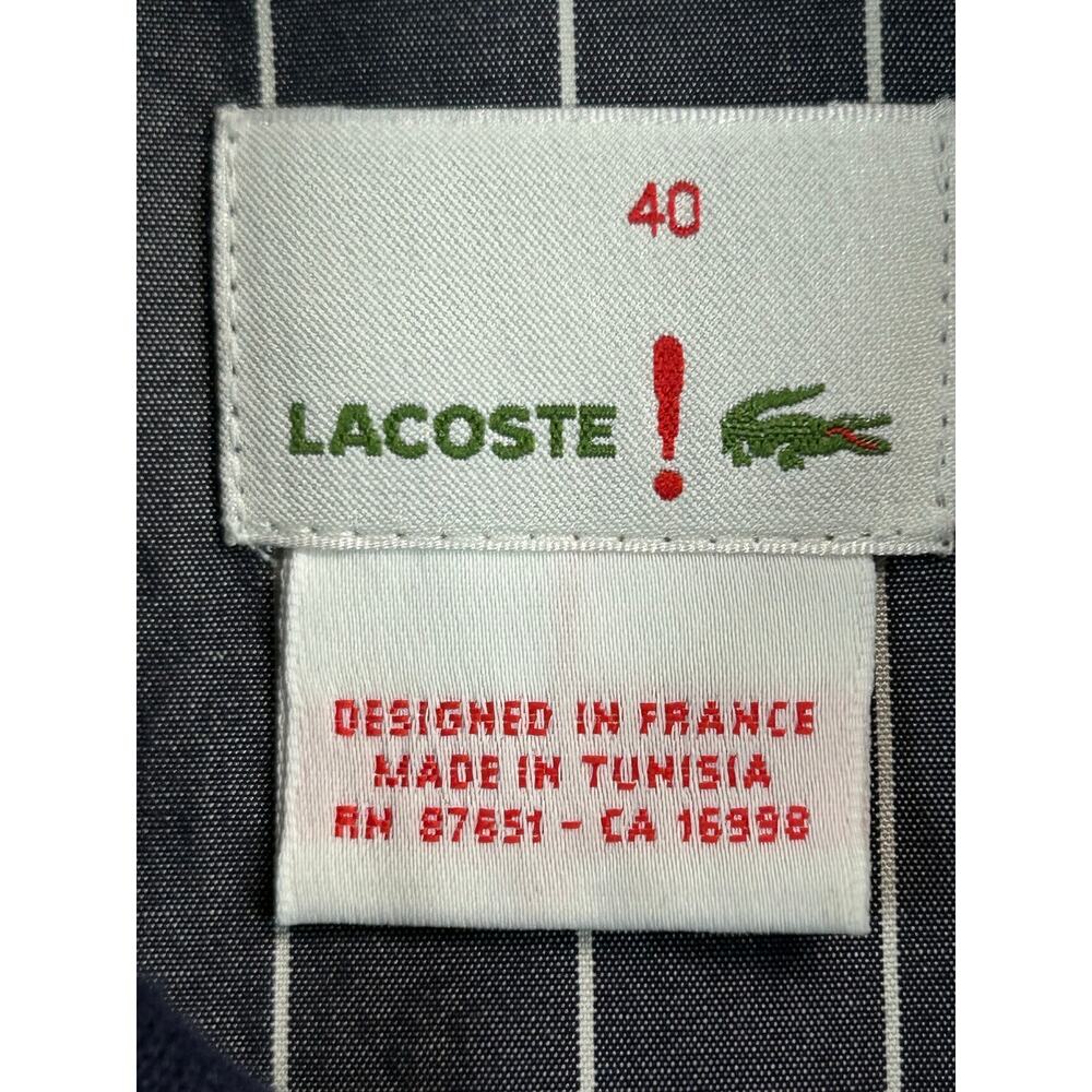 Vintage Lacoste Button Down Shirt Men's Medium Pinstripe Embroidered Croc Logo - Picture 3 of 6
